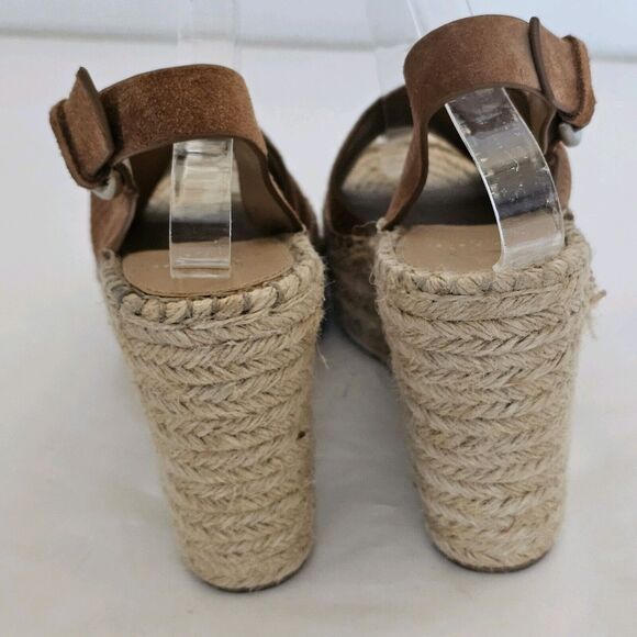MARC FISHER SIZE 9M Suede Brown Open Toe Espadrille Wedge Sandals Mlandela Strap - Picture 12 of 16